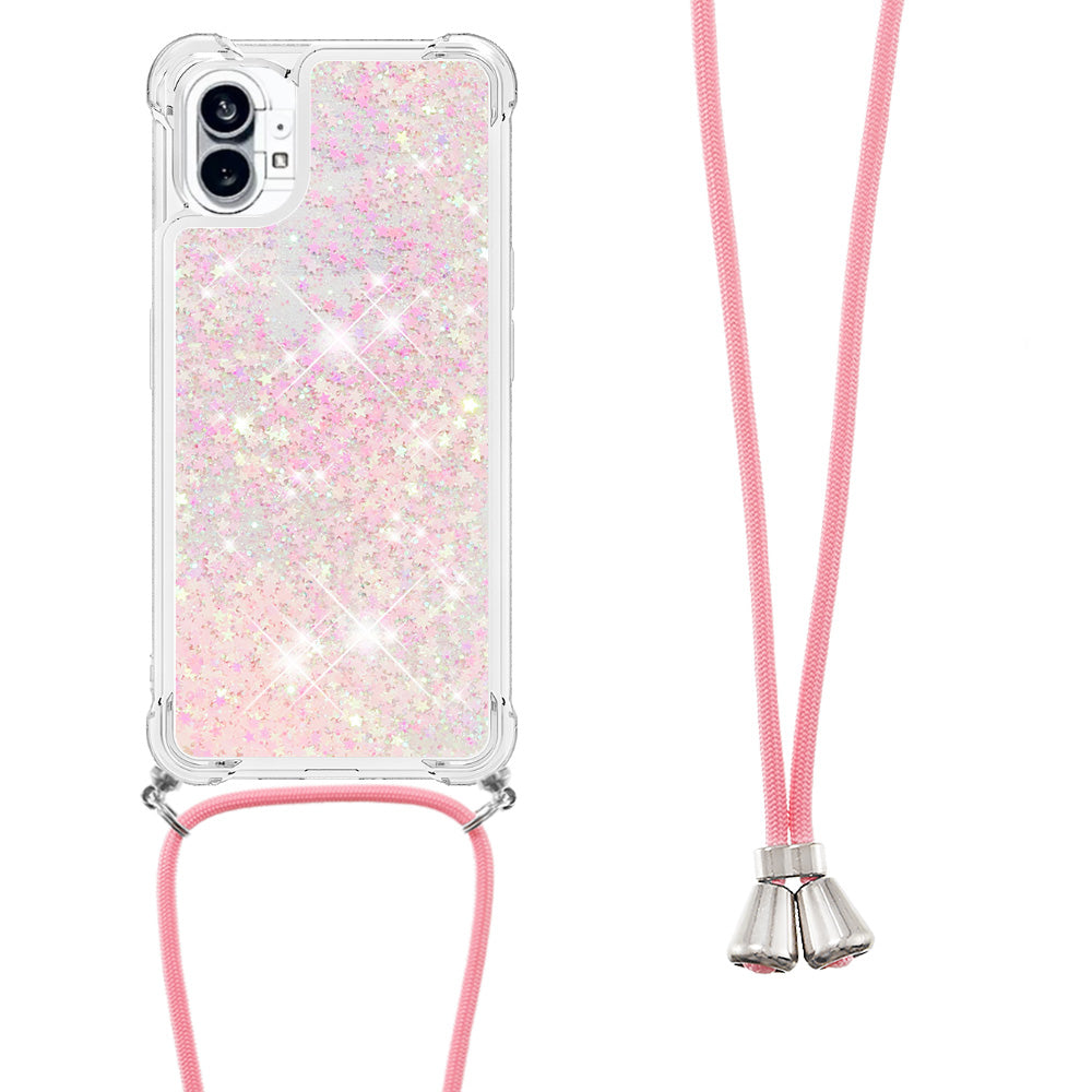 YB Quicksand Series-4 for Nothing phone (1) 5G Soft TPU Drop-proof Glitter Case Liquid Floating Quicksand Phone Cover with Adjustable Lanyard