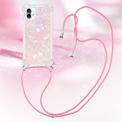 YB Quicksand Series-4 for Nothing phone (1) 5G Soft TPU Drop-proof Glitter Case Liquid Floating Quicksand Phone Cover with Adjustable Lanyard