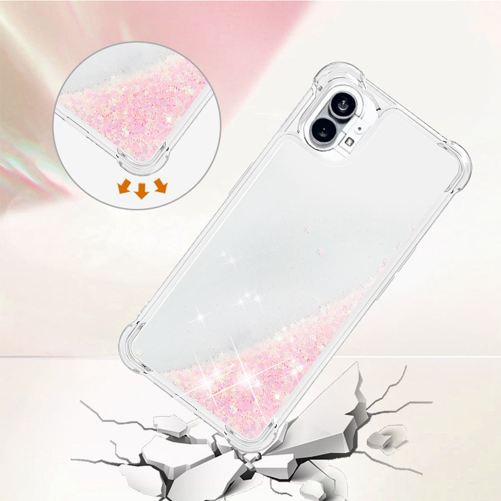 YB Quicksand Series-1 for Nothing phone (1) 5G TPU Back Cover Anti-collision Phone Case with Liquid Floating Glitter Sequins Phone Shell