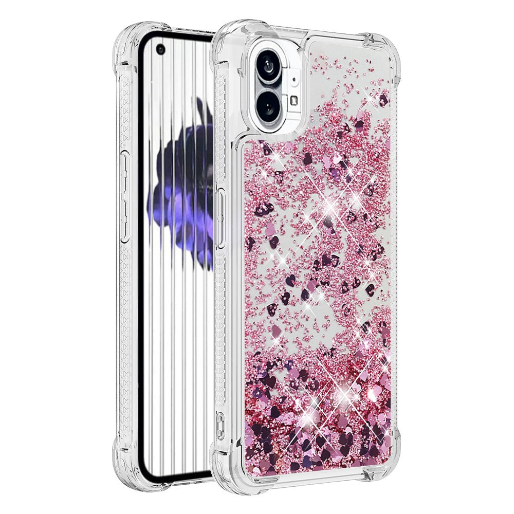 YB Quicksand Series-1 for Nothing phone (1) 5G TPU Back Cover Anti-collision Phone Case with Liquid Floating Glitter Sequins Phone Shell