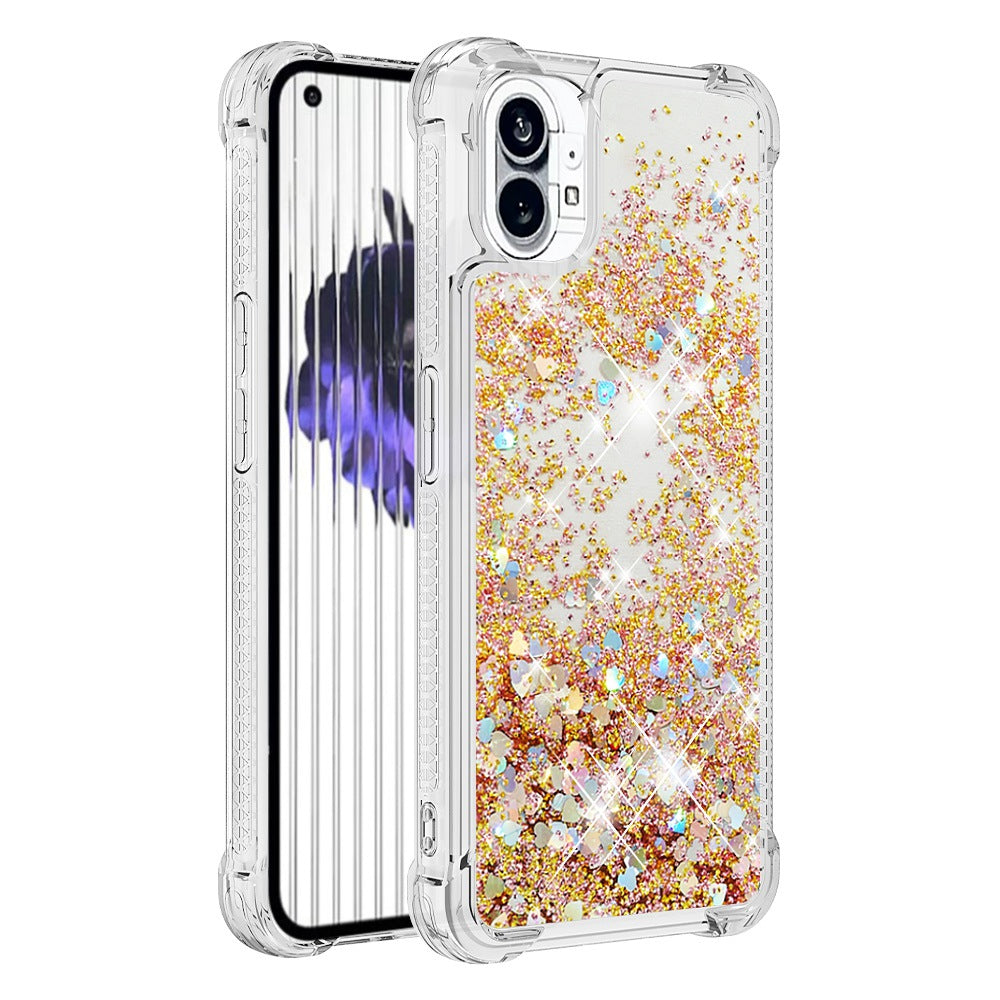 YB Quicksand Series-1 for Nothing phone (1) 5G TPU Back Cover Anti-collision Phone Case with Liquid Floating Glitter Sequins Phone Shell