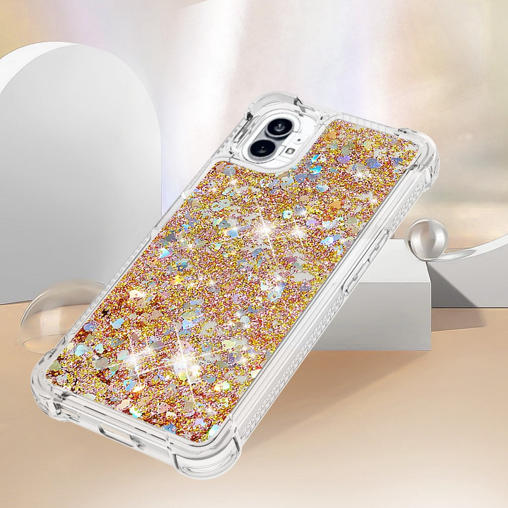 YB Quicksand Series-1 for Nothing phone (1) 5G TPU Back Cover Anti-collision Phone Case with Liquid Floating Glitter Sequins Phone Shell