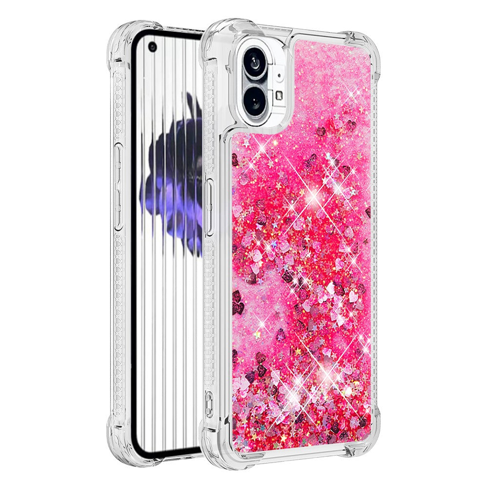 YB Quicksand Series-1 for Nothing phone (1) 5G TPU Back Cover Anti-collision Phone Case with Liquid Floating Glitter Sequins Phone Shell