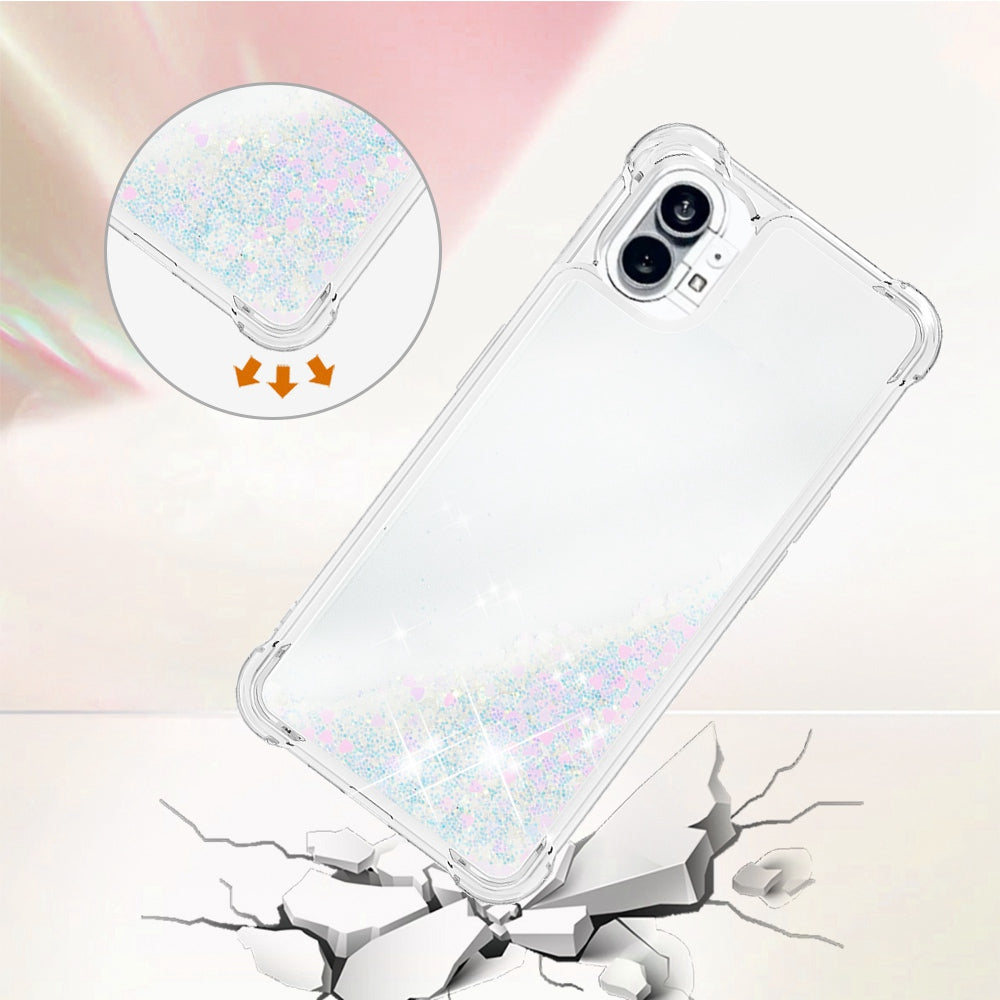 YB Quicksand Series-1 for Nothing phone (1) 5G TPU Back Cover Anti-collision Phone Case with Liquid Floating Glitter Sequins Phone Shell