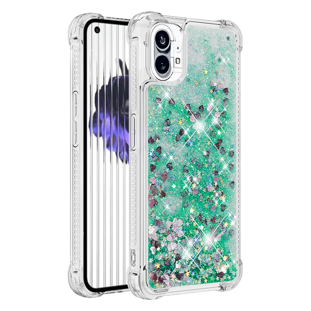 YB Quicksand Series-1 for Nothing phone (1) 5G TPU Back Cover Anti-collision Phone Case with Liquid Floating Glitter Sequins Phone Shell