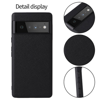 For Google Pixel 6a Drop-proof Phone Case Textured PU Leather Coated TPU+PC Anti-scratch Back Cover