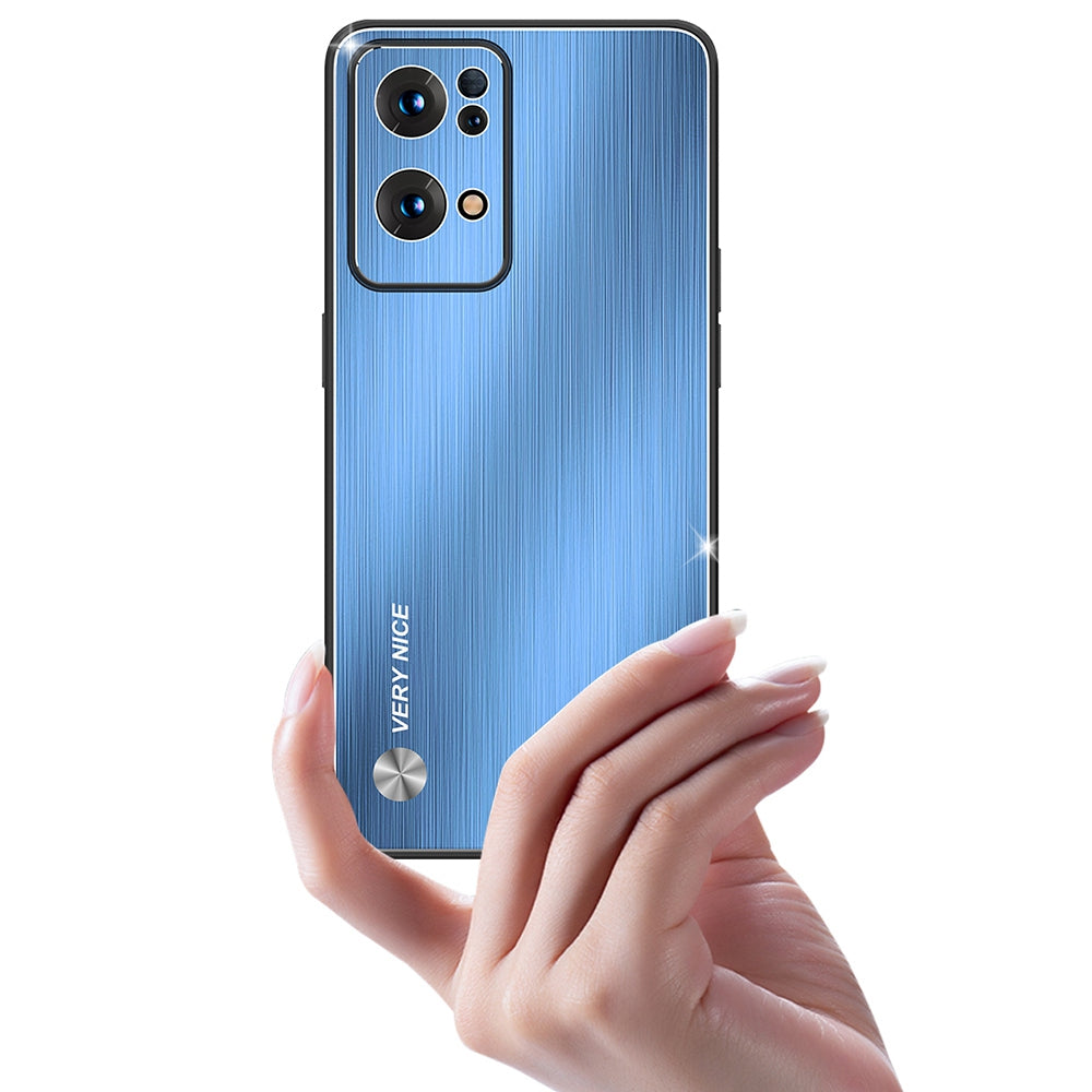 For Oppo Reno7 Pro 5G Brushed Surface TPU + Aluminium Alloy Hybrid Case Scratch-resistant Phone Cover