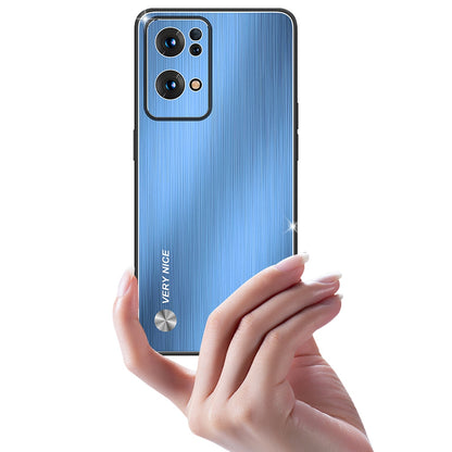 For Oppo Reno7 Pro 5G Brushed Surface TPU + Aluminium Alloy Hybrid Case Scratch-resistant Phone Cover