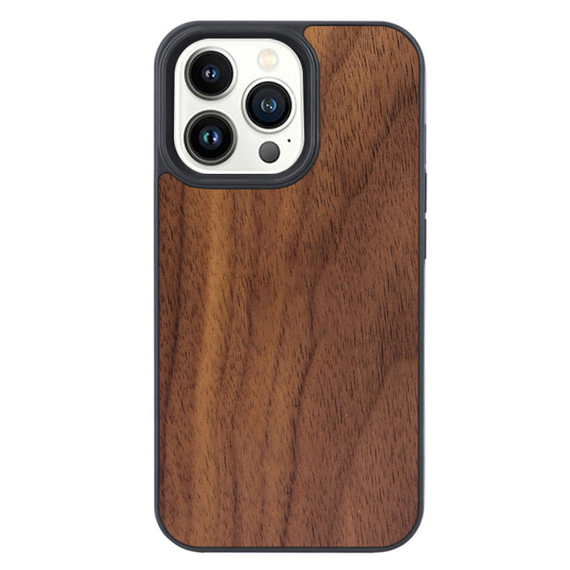 Wood Case Compatible with iPhone 14 Pro 6.1 inch Wooden Cases Shockproof Cover Protective TPU Edge Phone Case