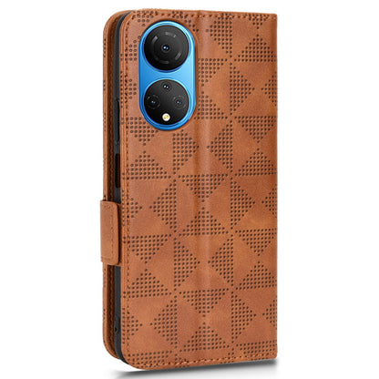 Phone Wallet Case For Honor X7, Triangle Pattern Imprinted PU Leather Drop-proof Flip Cover Stand