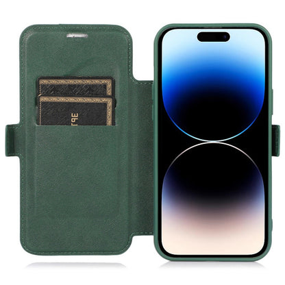 For iPhone 14 Pro Slide Camera Protection Folio Flip Phone Case PU Leather Stand Card Holder Cover