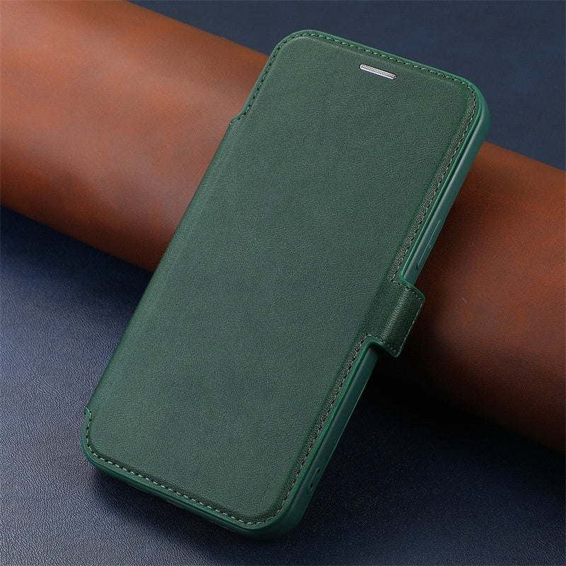 For iPhone 14 Pro Slide Camera Protection Folio Flip Phone Case PU Leather Stand Card Holder Cover