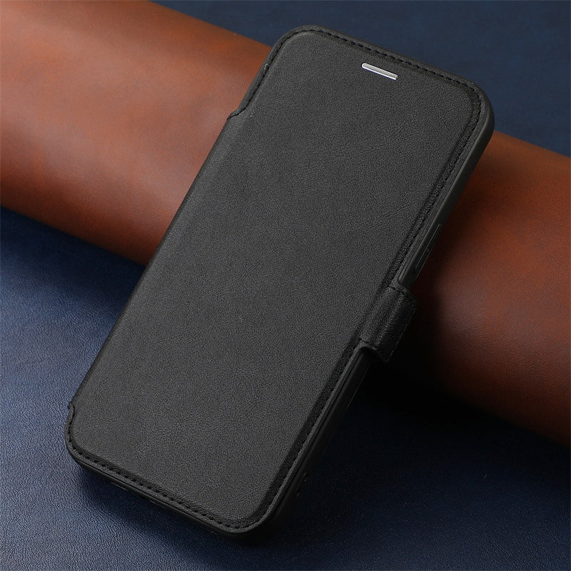 For iPhone 14 Pro Slide Camera Protection Folio Flip Phone Case PU Leather Stand Card Holder Cover