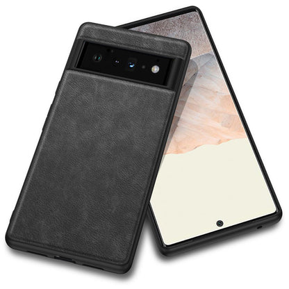 For Google Pixel 6 Pro 5G Anti-scratch Phone Case Retro PU Leather Coated TPU+PC Phone Protective Cover