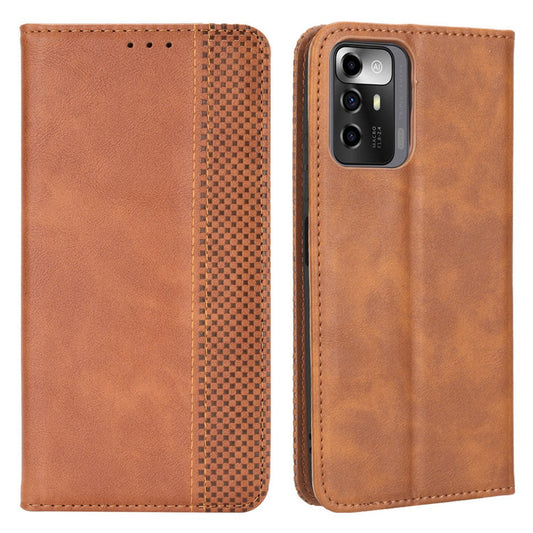 For ZTE Blade A72 5G Retro Texture Imprinted Mosaic Wallet Stand Case PU Leather Magnetic Auto-absorbed Phone Cover