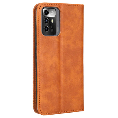 For ZTE Blade A72 5G Retro Texture Imprinted Mosaic Wallet Stand Case PU Leather Magnetic Auto-absorbed Phone Cover