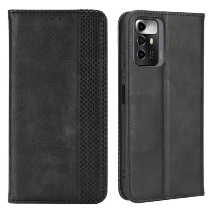 For ZTE Blade A72 5G Retro Texture Imprinted Mosaic Wallet Stand Case PU Leather Magnetic Auto-absorbed Phone Cover