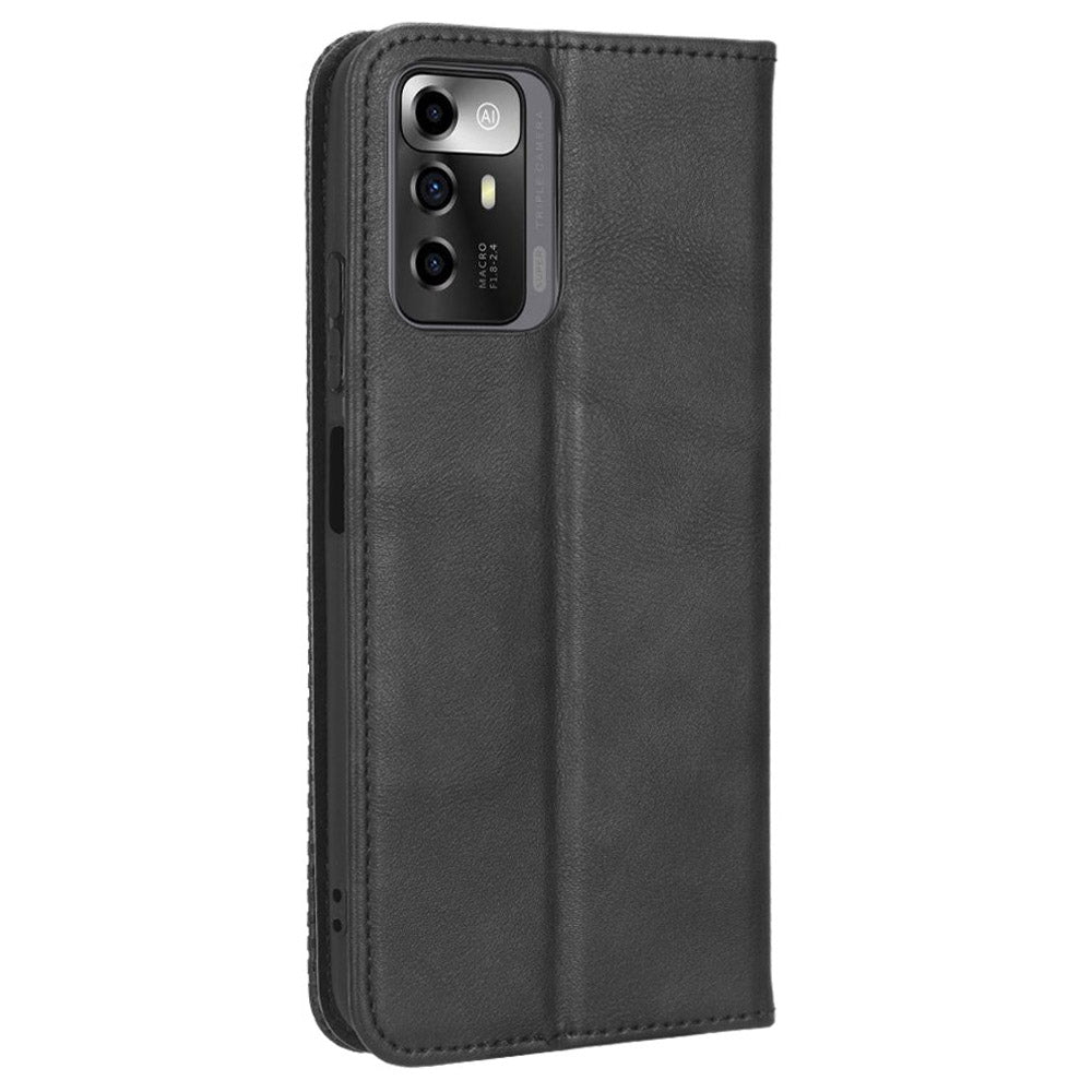 For ZTE Blade A72 5G Retro Texture Imprinted Mosaic Wallet Stand Case PU Leather Magnetic Auto-absorbed Phone Cover