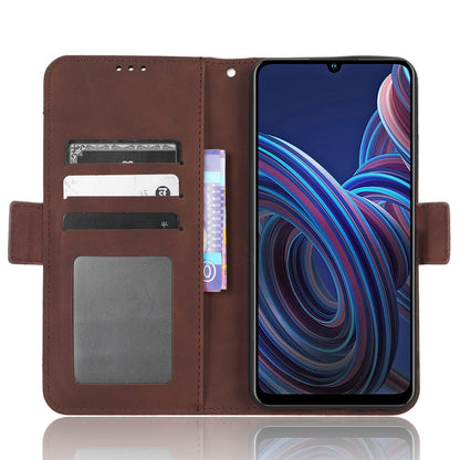 For ZTE Blade A72 5G PU Leather Phone Stand Case Multiple Card Slots Magnetic Clasp Wallet Phone Cover