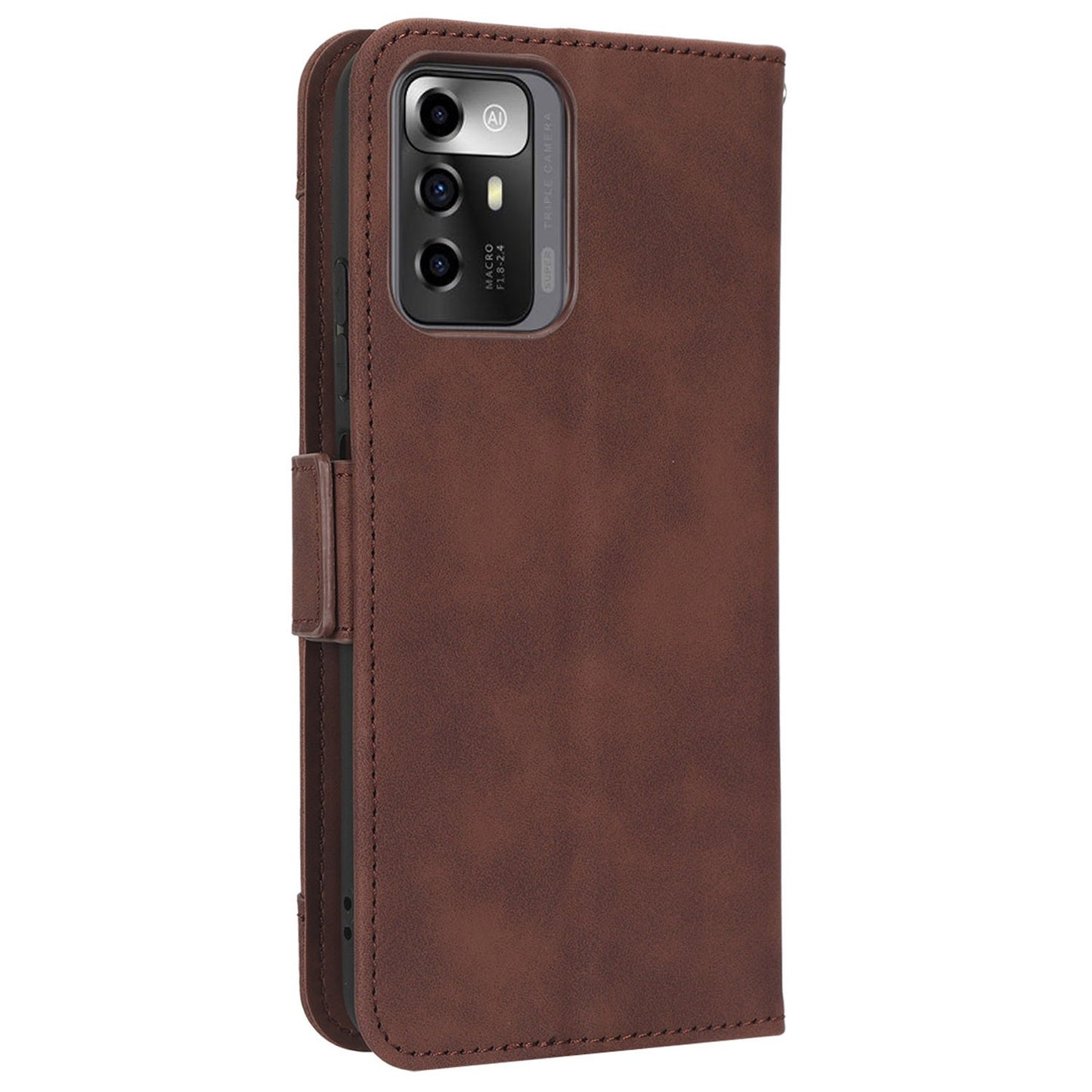 For ZTE Blade A72 5G PU Leather Phone Stand Case Multiple Card Slots Magnetic Clasp Wallet Phone Cover