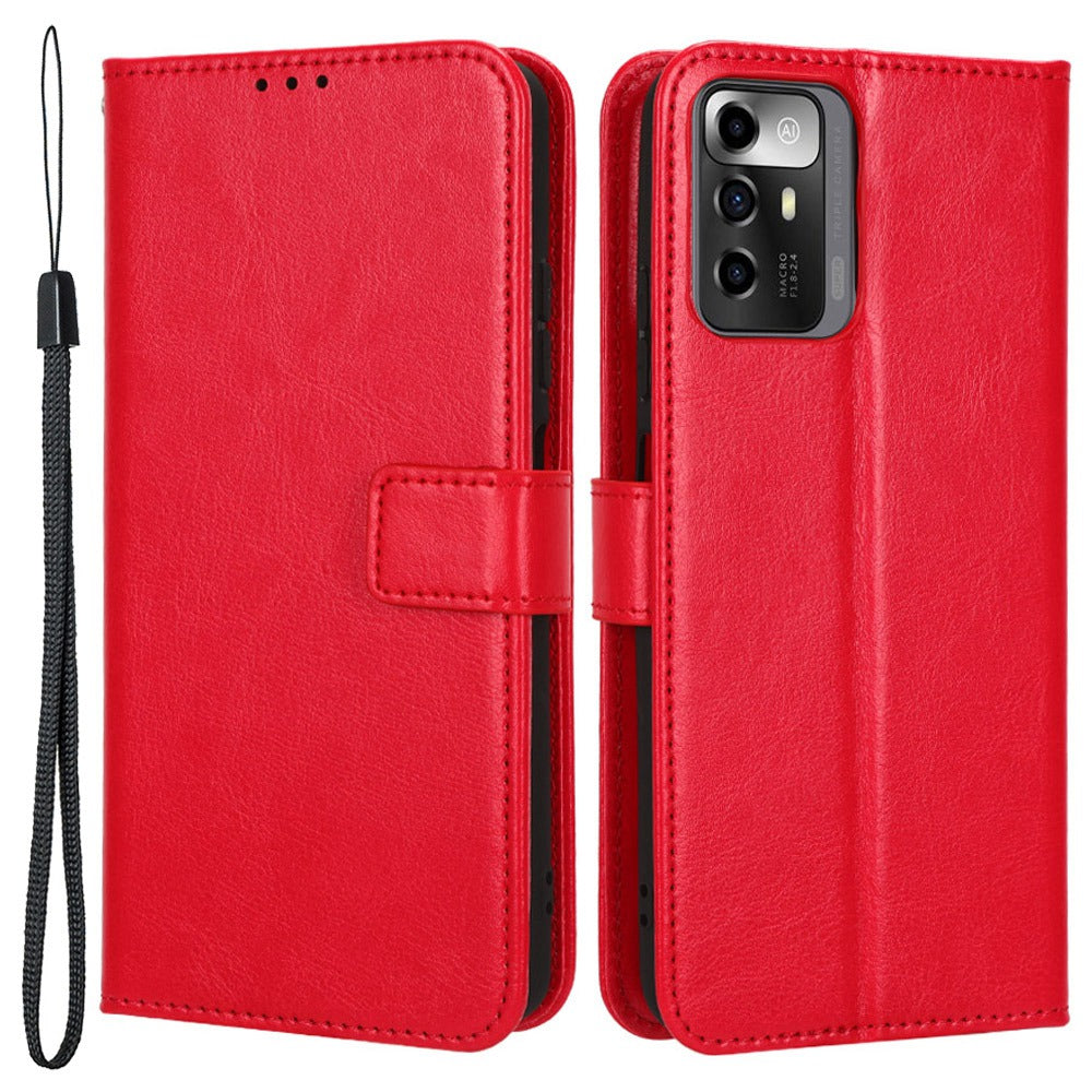 For ZTE Blade A72 5G PU Leather Wallet Phone Case Foldable Stand Crazy Horse Texture Magnetic Clasp Phone Cover