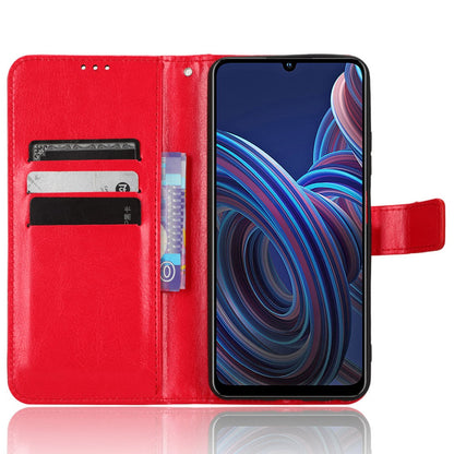 For ZTE Blade A72 5G PU Leather Wallet Phone Case Foldable Stand Crazy Horse Texture Magnetic Clasp Phone Cover