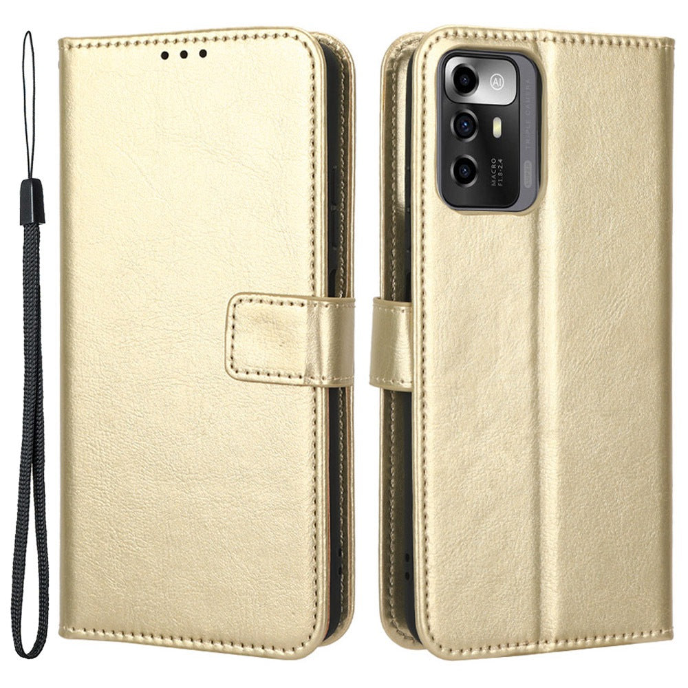 For ZTE Blade A72 5G PU Leather Wallet Phone Case Foldable Stand Crazy Horse Texture Magnetic Clasp Phone Cover