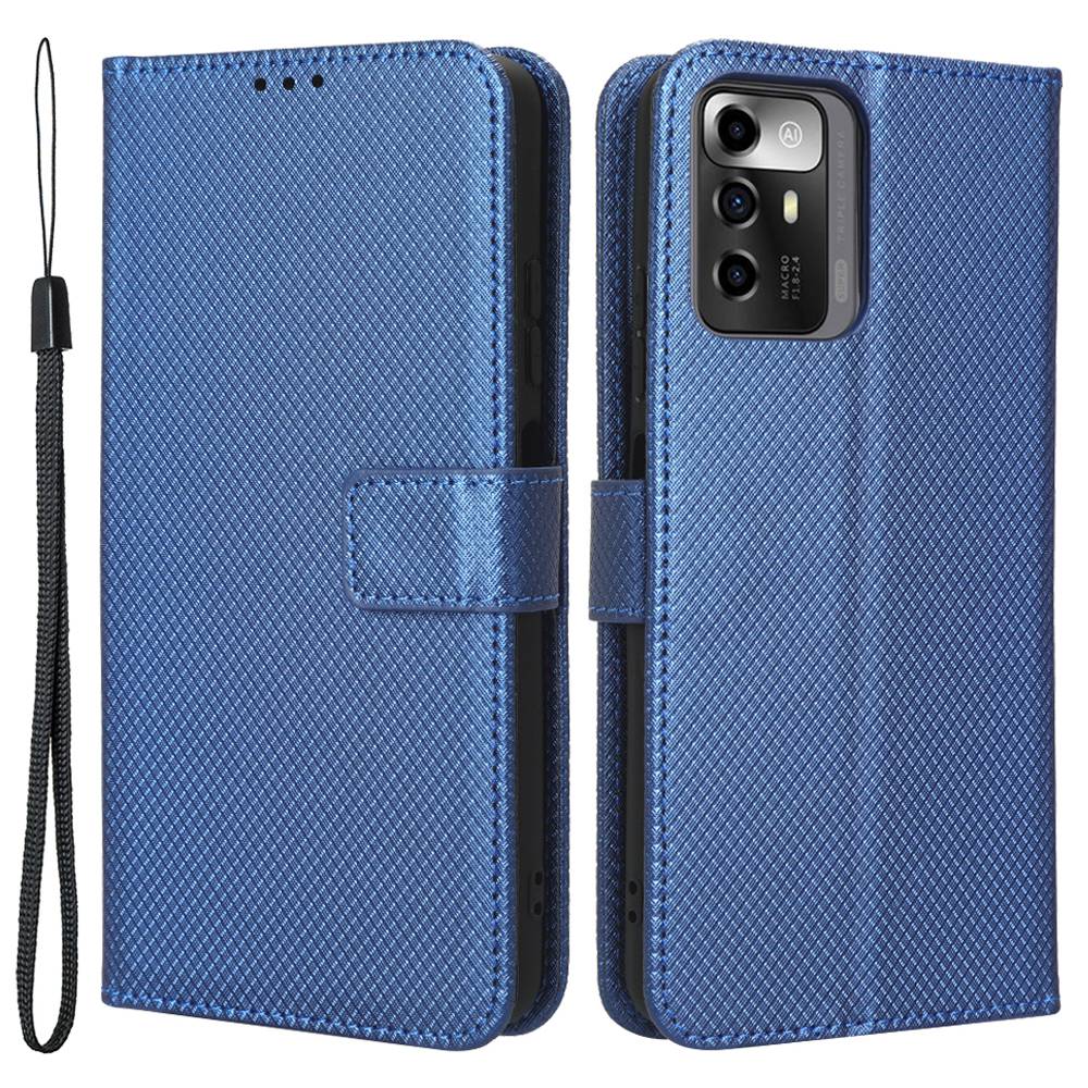 For ZTE Blade A72 5G PU Leather Stand Case Diamond Texture Anti-scratch Folio Flip Phone Wallet Cover