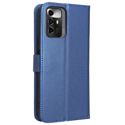 For ZTE Blade A72 5G PU Leather Stand Case Diamond Texture Anti-scratch Folio Flip Phone Wallet Cover