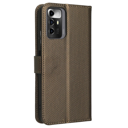 For ZTE Blade A72 5G PU Leather Stand Case Diamond Texture Anti-scratch Folio Flip Phone Wallet Cover