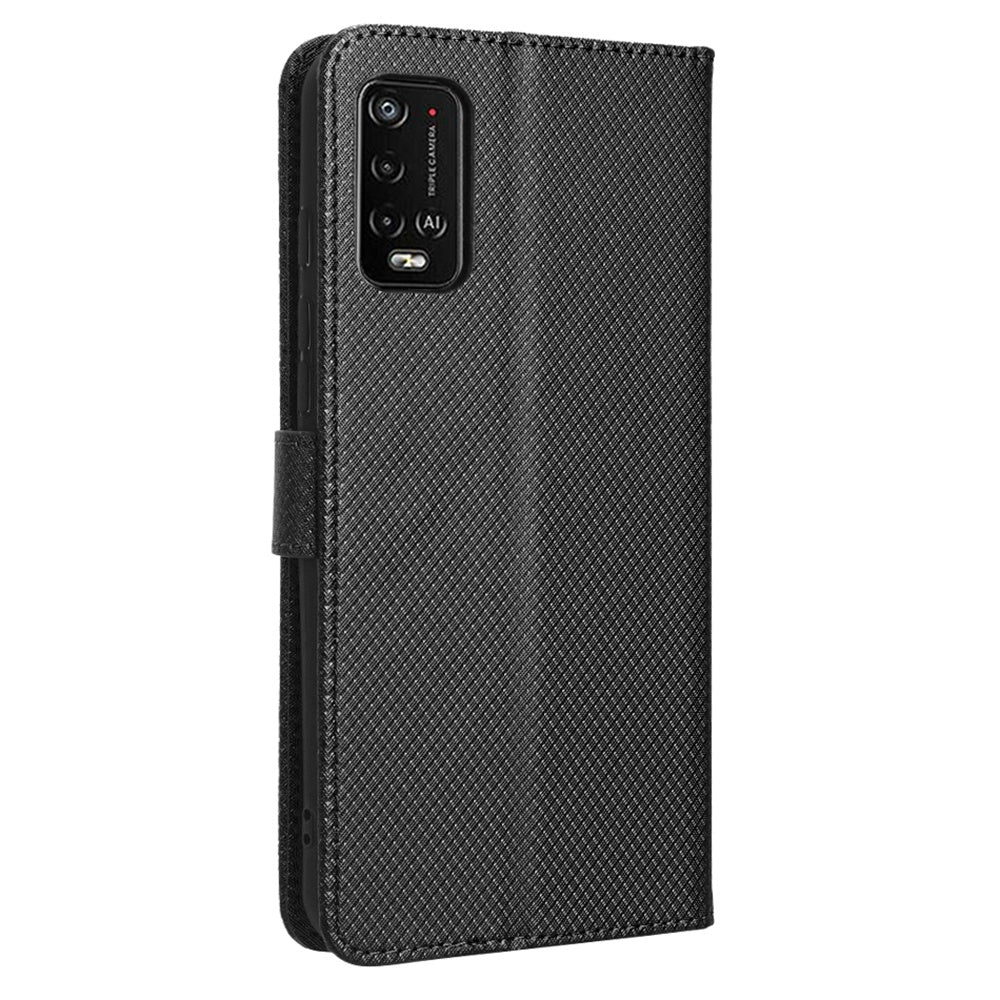 For Wiko Power U10 / Power U20 Diamond Texture Wallet Case PU Leather Folio View Stand Magnetic Closure Flip Cover