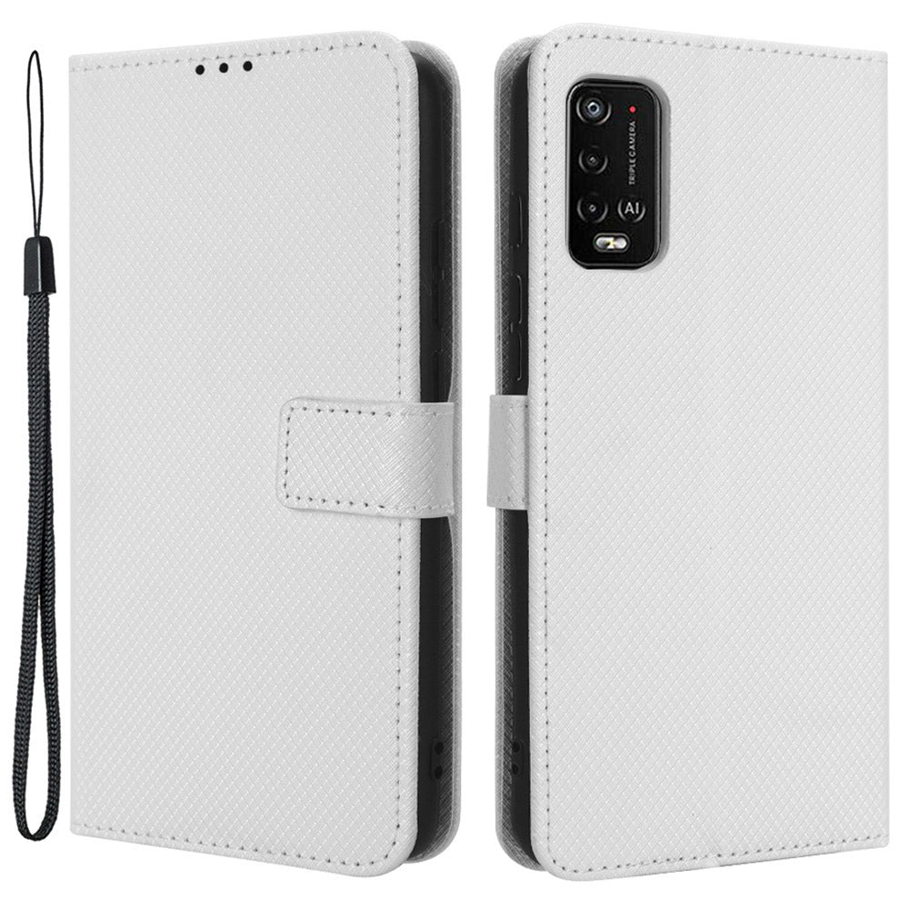 For Wiko Power U10 / Power U20 Diamond Texture Wallet Case PU Leather Folio View Stand Magnetic Closure Flip Cover