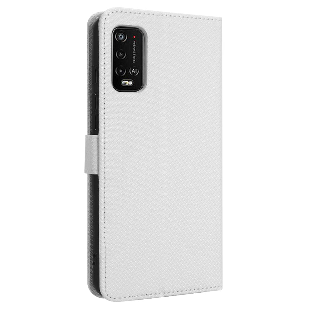 For Wiko Power U10 / Power U20 Diamond Texture Wallet Case PU Leather Folio View Stand Magnetic Closure Flip Cover