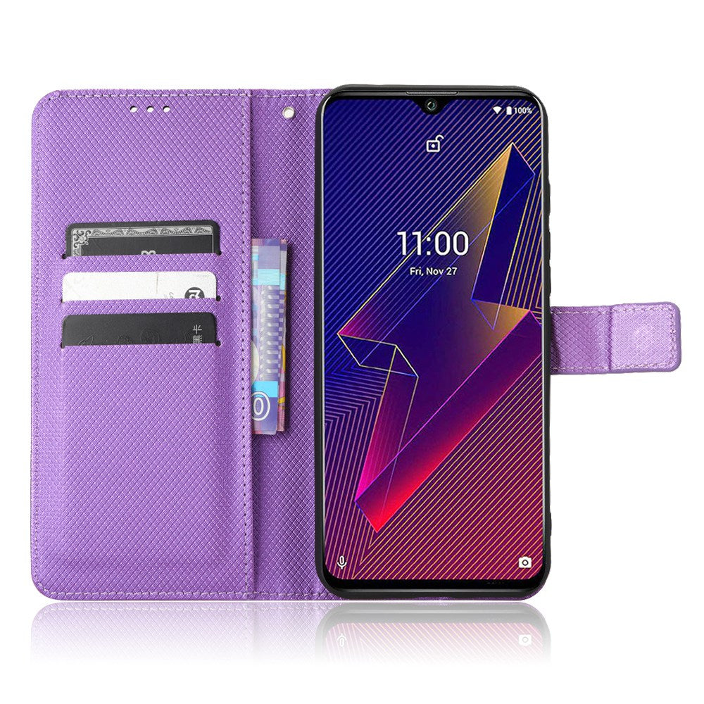 For Wiko Power U10 / Power U20 Diamond Texture Wallet Case PU Leather Folio View Stand Magnetic Closure Flip Cover