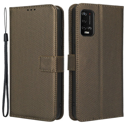 For Wiko Power U10 / Power U20 Diamond Texture Wallet Case PU Leather Folio View Stand Magnetic Closure Flip Cover