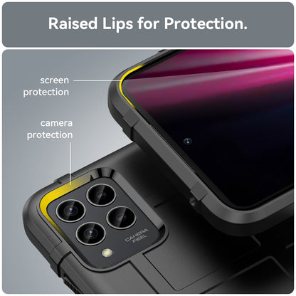 For T-Mobile Revvl 6 Pro 5G Rugged Square Grid Anti-drop Phone Case Flexible TPU Protective Cover