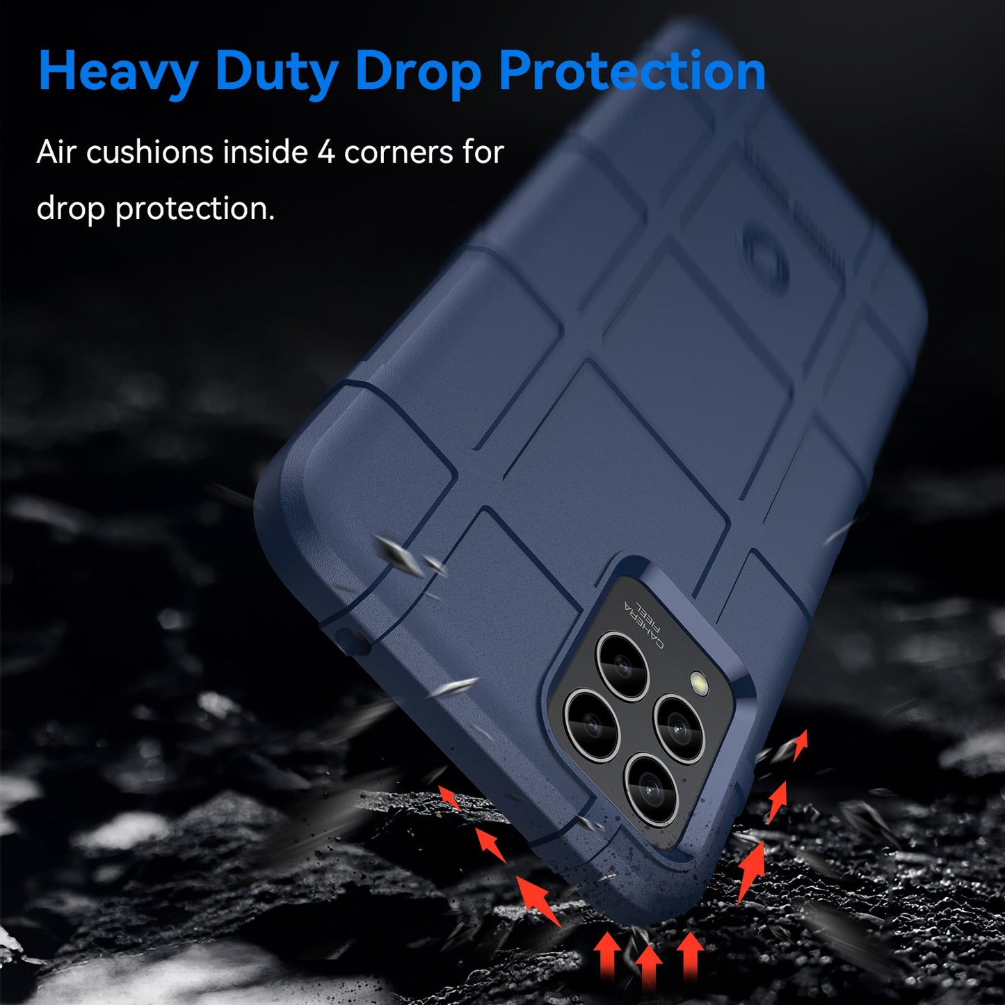 For T-Mobile Revvl 6 Pro 5G Rugged Square Grid Anti-drop Phone Case Flexible TPU Protective Cover