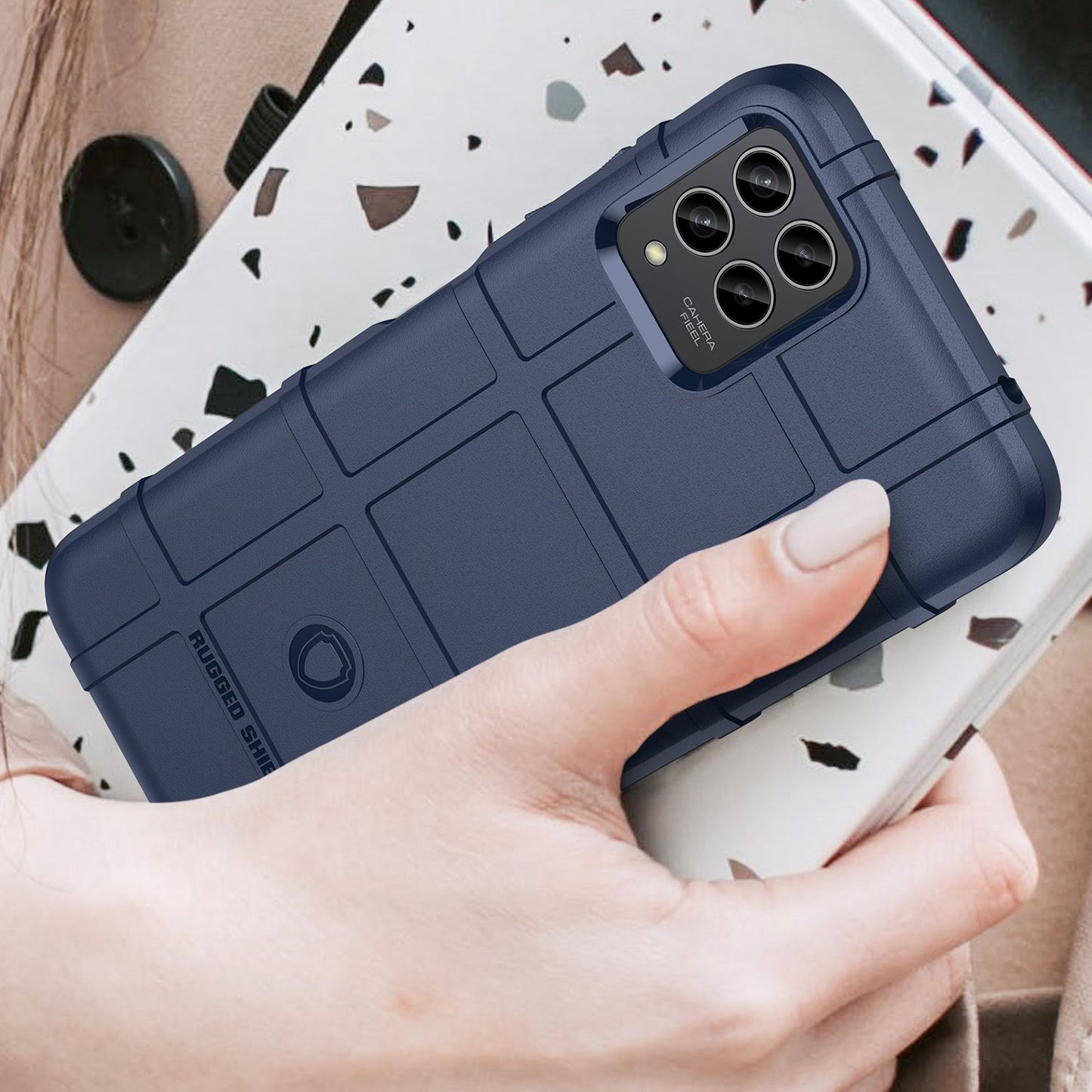 For T-Mobile Revvl 6 Pro 5G Rugged Square Grid Anti-drop Phone Case Flexible TPU Protective Cover