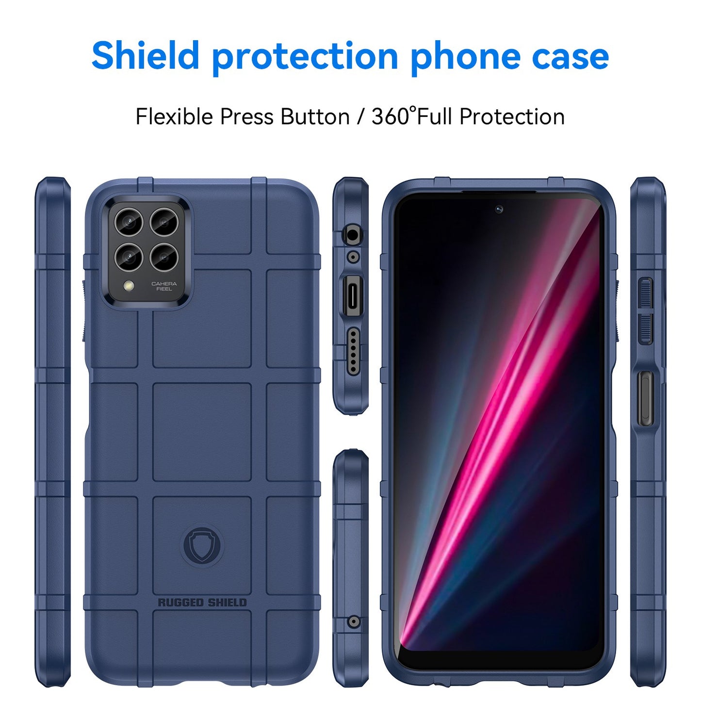 For T-Mobile Revvl 6 Pro 5G Rugged Square Grid Anti-drop Phone Case Flexible TPU Protective Cover