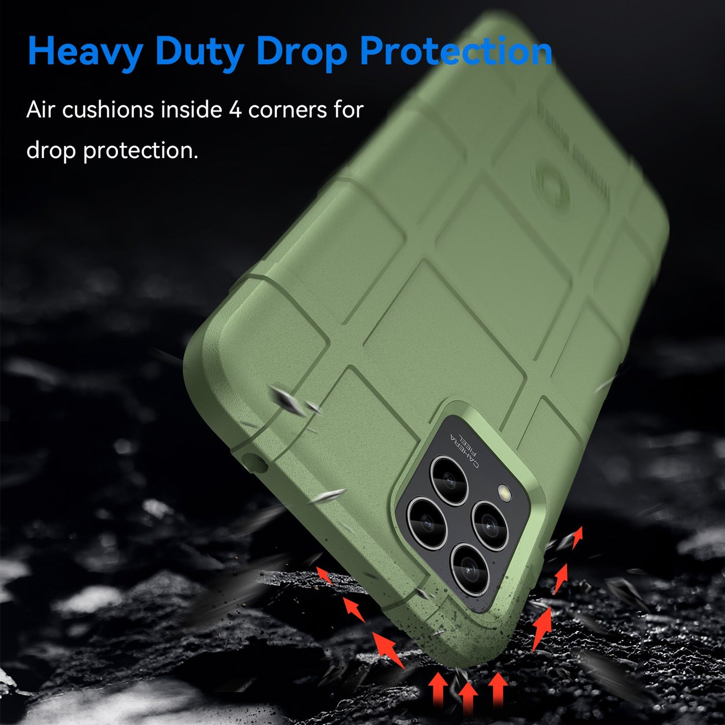 For T-Mobile Revvl 6 Pro 5G Rugged Square Grid Anti-drop Phone Case Flexible TPU Protective Cover