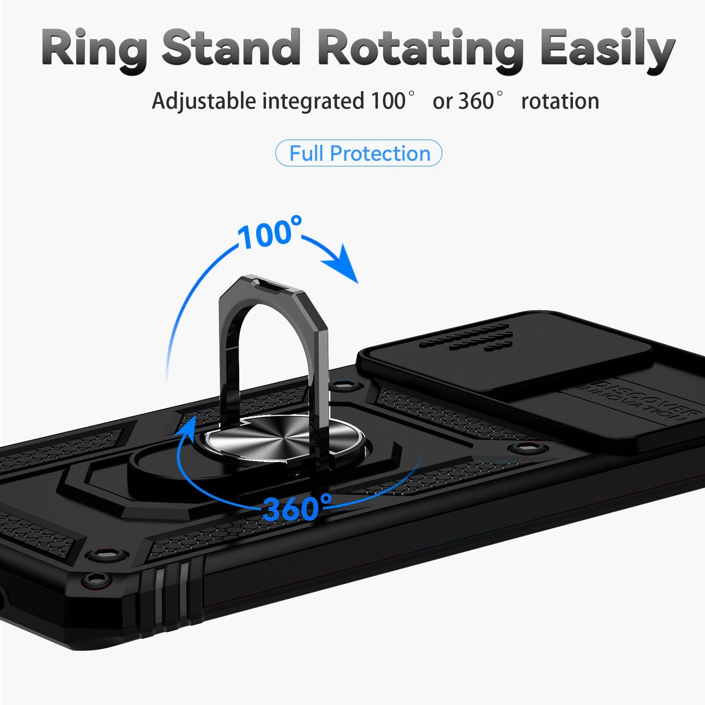 For Samsung Galaxy S20 Plus 4G / 5G Hard PC + Soft TPU Phone Case with Metal Ring Kickstand and Slide Camera Protection