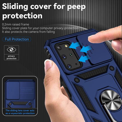 For Samsung Galaxy S20 Plus 4G / 5G Hard PC + Soft TPU Phone Case with Metal Ring Kickstand and Slide Camera Protection