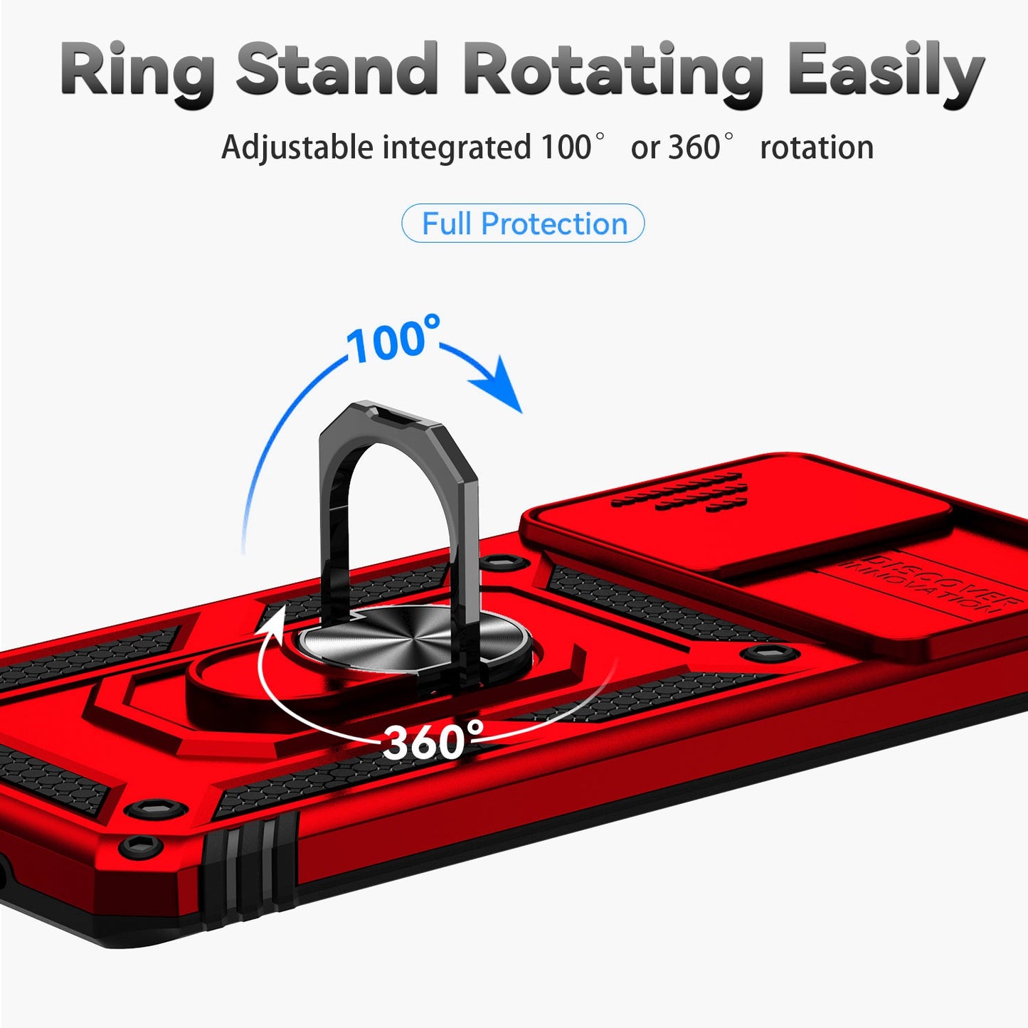 For Samsung Galaxy S20 Plus 4G / 5G Hard PC + Soft TPU Phone Case with Metal Ring Kickstand and Slide Camera Protection