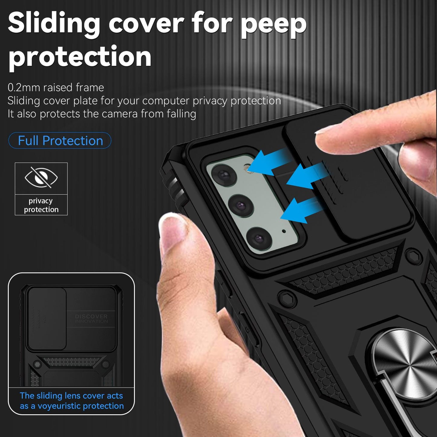 Metal Kickstand Phone Case for Samsung Galaxy Note20 / Note20 5G, Slide Camera Protection Hybrid PC + TPU Cover