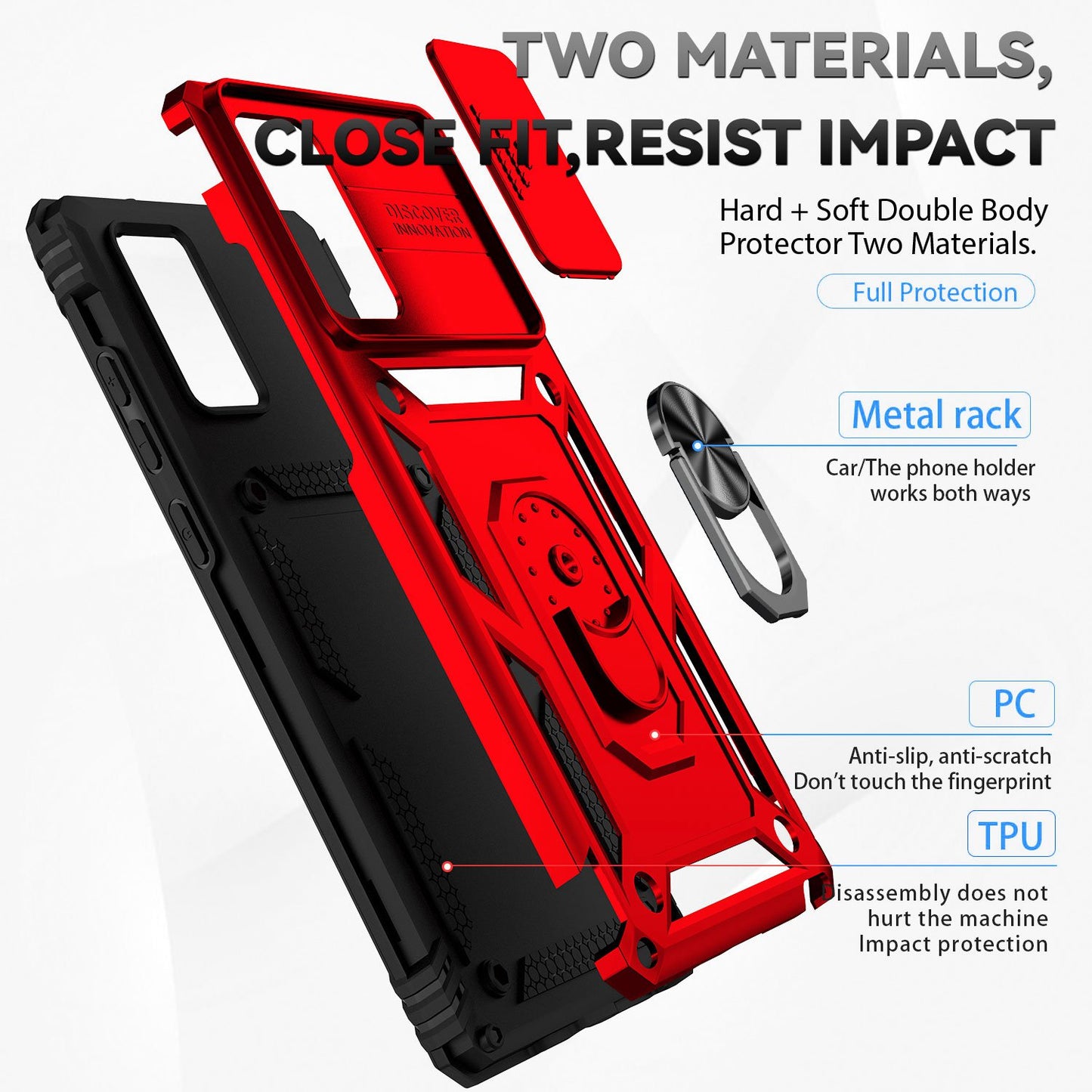 Metal Kickstand Phone Case for Samsung Galaxy Note20 / Note20 5G, Slide Camera Protection Hybrid PC + TPU Cover