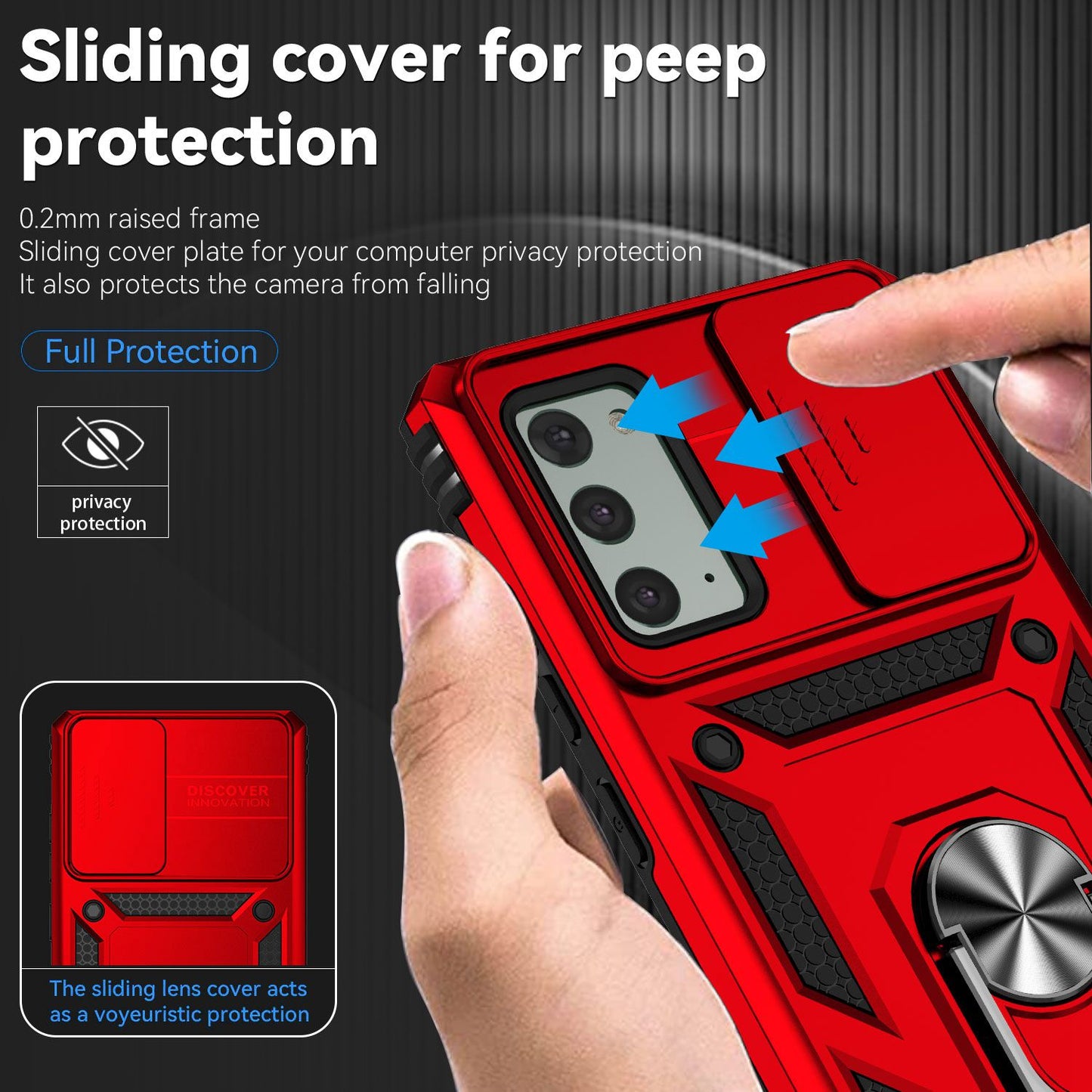 Metal Kickstand Phone Case for Samsung Galaxy Note20 / Note20 5G, Slide Camera Protection Hybrid PC + TPU Cover