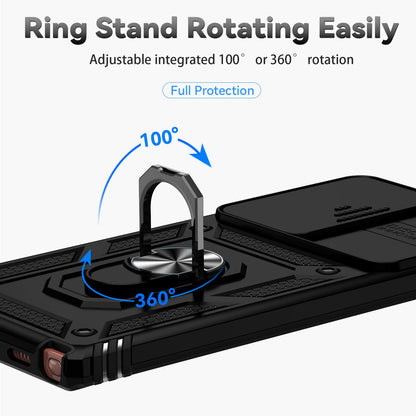 For Samsung Galaxy Note20 Ultra / Note20 Ultra 5G Metal Ring Kickstand PC + TPU Phone Case with Slide Camera Protection