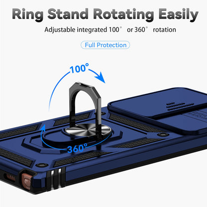 For Samsung Galaxy Note20 Ultra / Note20 Ultra 5G Metal Ring Kickstand PC + TPU Phone Case with Slide Camera Protection