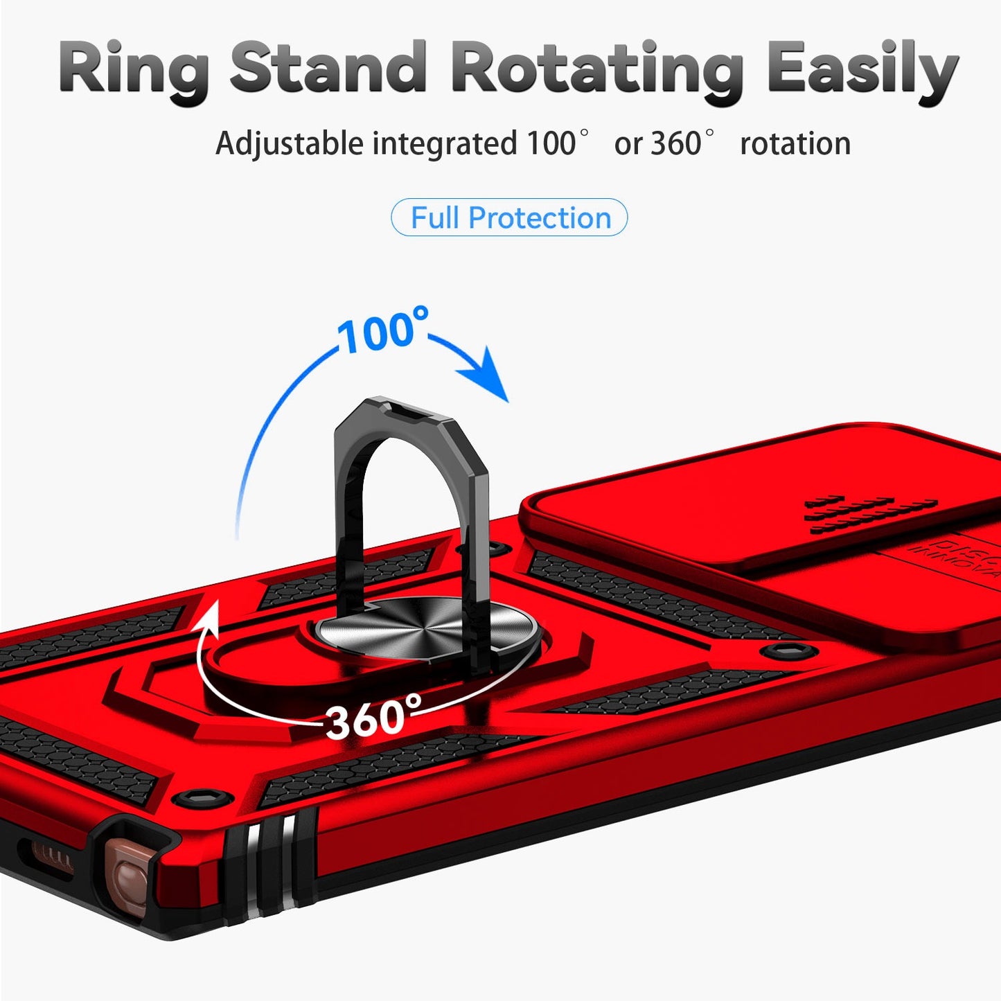 For Samsung Galaxy Note20 Ultra / Note20 Ultra 5G Metal Ring Kickstand PC + TPU Phone Case with Slide Camera Protection