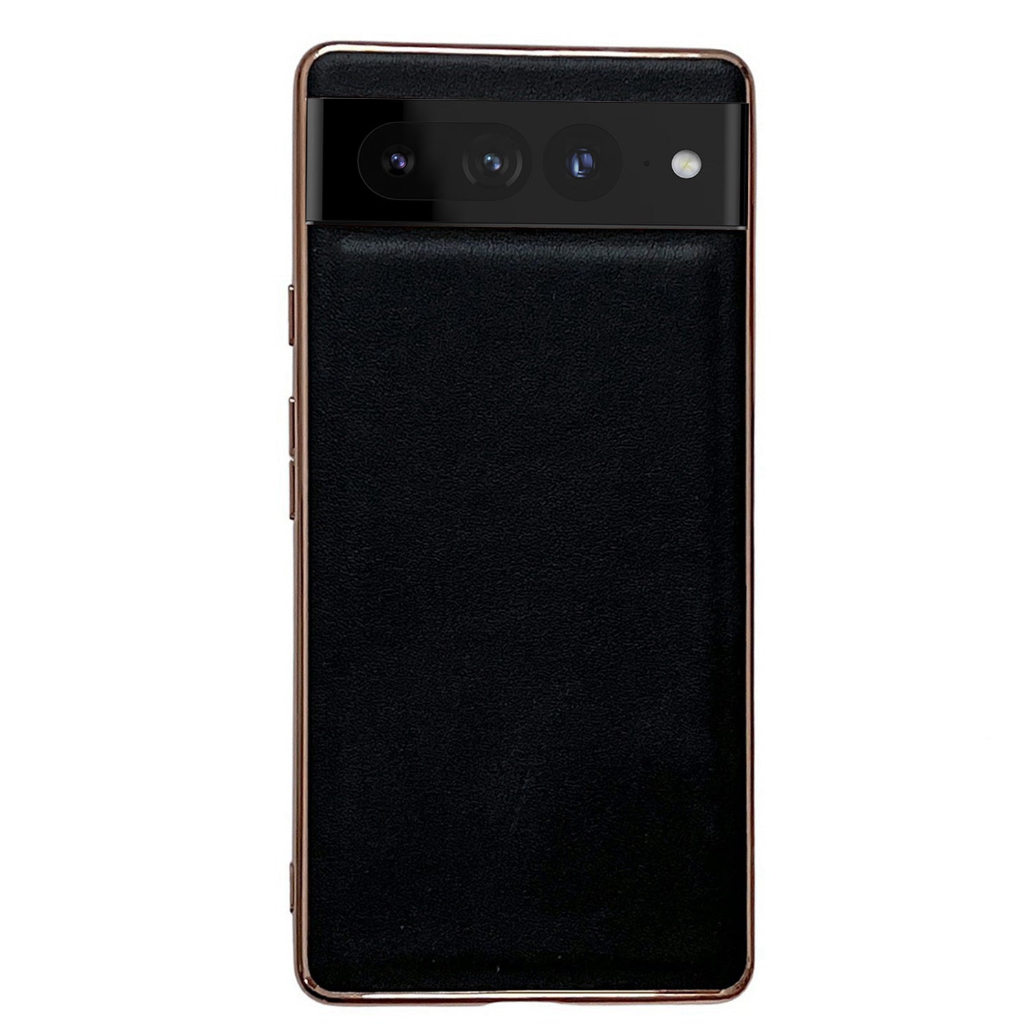 For Google Pixel 7 Pro Electroplating Genuine Leather Coated TPU+PC Phone Case Cellphone Cover